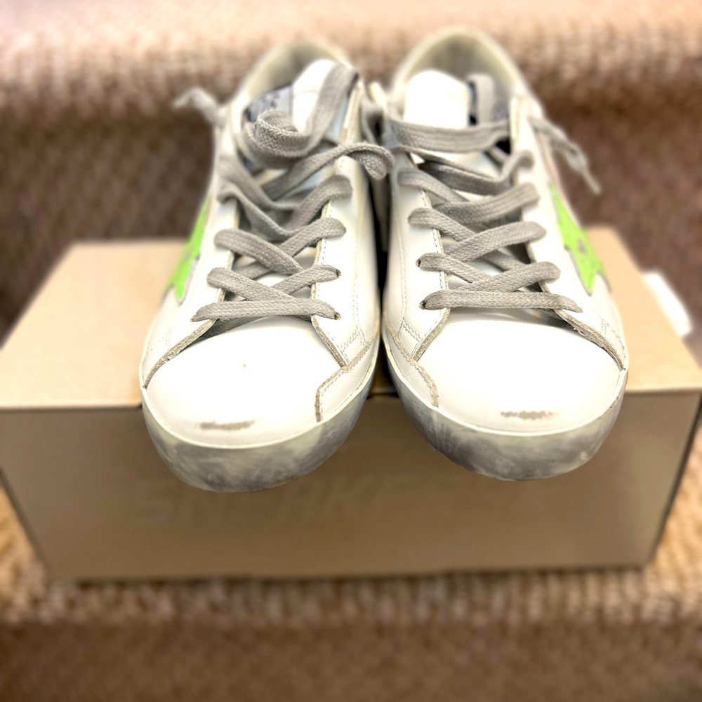 “Great condition”white and mint  green star  golden goose sneakers